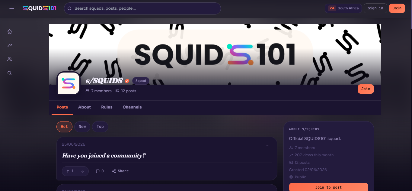 The s/squids squad page