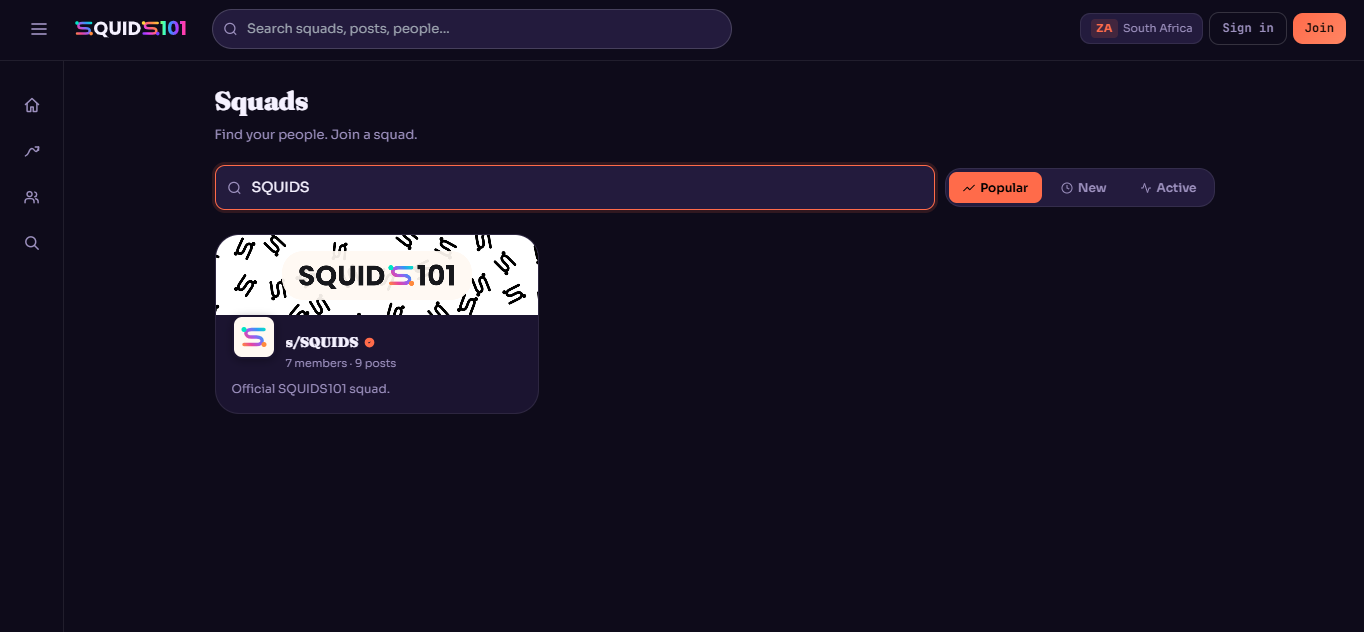 The squads directory on SQUIDS101