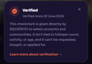 The verified mark explanation on SQUIDS101
